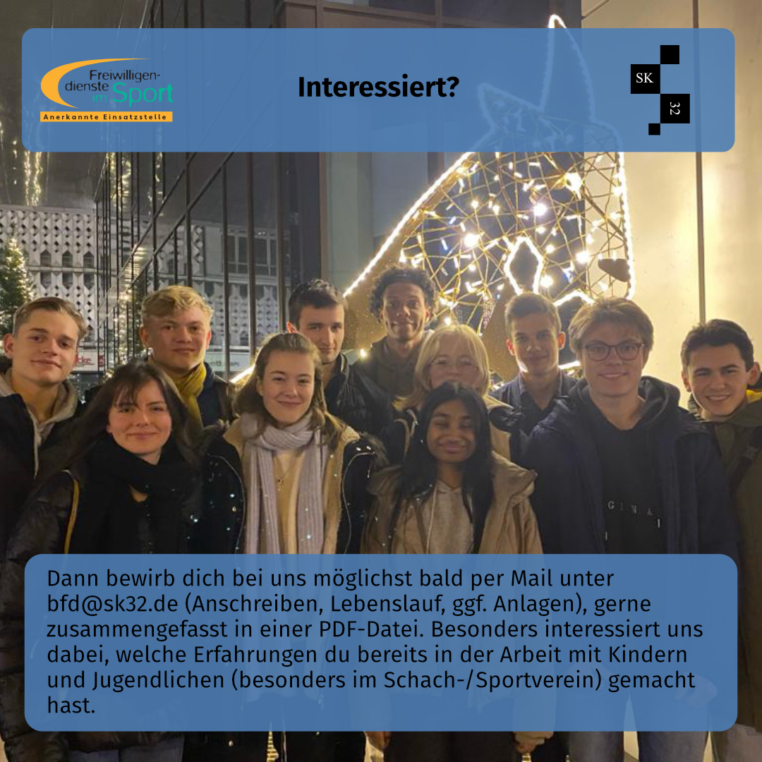 BFDler gesucht ab Sommer 2025 Schach Verein Sk32 Münster